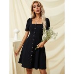 Square Neck A-line Dress