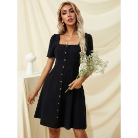 Square Neck A-line Dress