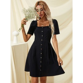 Square Neck A-line Dress