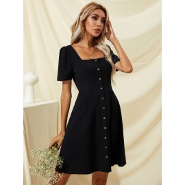 Square Neck A-line Dress