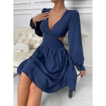 Cut Out Flounce Sleeve Ruffle Hem Dress