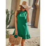 Ruffle Hem Sleeveless Smock Dress
