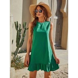 Ruffle Hem Sleeveless Smock Dress