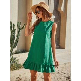 Ruffle Hem Sleeveless Smock Dress