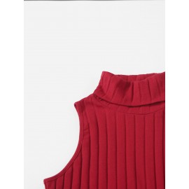 Turtleneck Ribbed Knit Dress