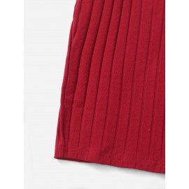 Turtleneck Ribbed Knit Dress
