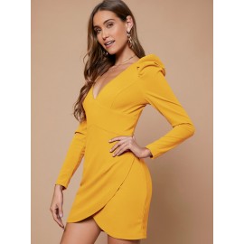Solid Gigot Sleeve Dress