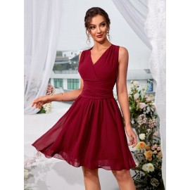 Criss Cross Tie Back Chiffon Dress