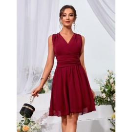 Criss Cross Tie Back Chiffon Dress