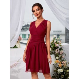 Criss Cross Tie Back Chiffon Dress