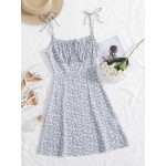 Floral Print Knot Front  Dress