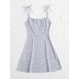 Floral Print Knot Front  Dress
