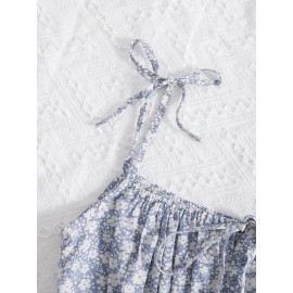 Floral Print Knot Front  Dress