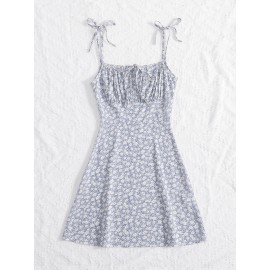 Floral Print Knot Front  Dress