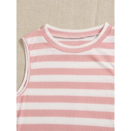 Striped Pattern Rib-knit Bodycon Dress