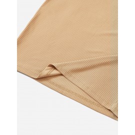 Letter Patch Detail Contrast Trim Polo Neck Dress