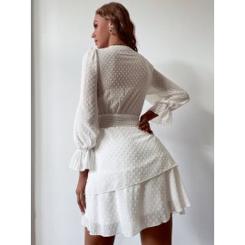Swiss Dot Tie Front Layer Dress