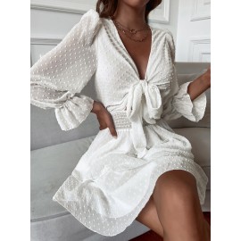 Swiss Dot Tie Front Layer Dress