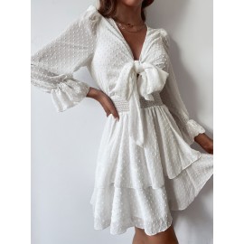 Swiss Dot Tie Front Layer Dress